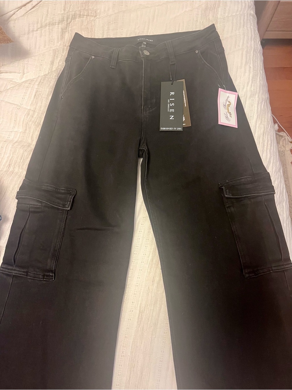 Risen Black Straight Cargo Jeans for Women - NWT